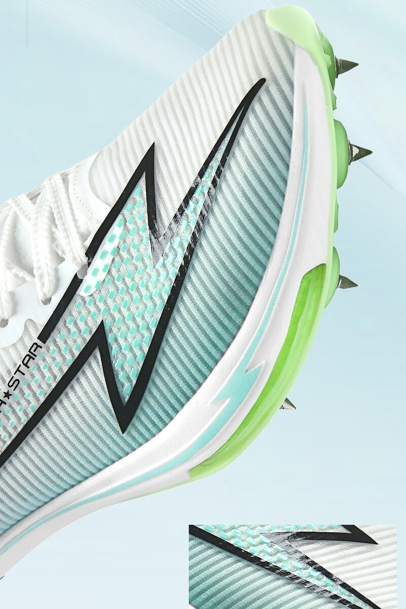 Laura Star Energy Cushion Spiked Shoes Full Carbon Plate Sprint Professional Shock Absorption Rebound Non-Slip Green Size 42 6