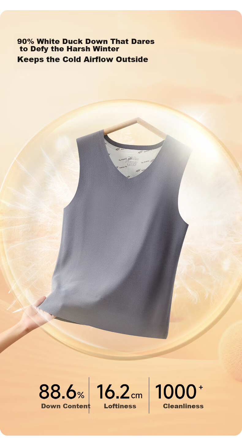 Langsha Men's Thermal Vest 90% White Duck Down Filled 10A Antibacterial Camellia Oil Cold-Resistant Heating Base Layer Winter Vest 4