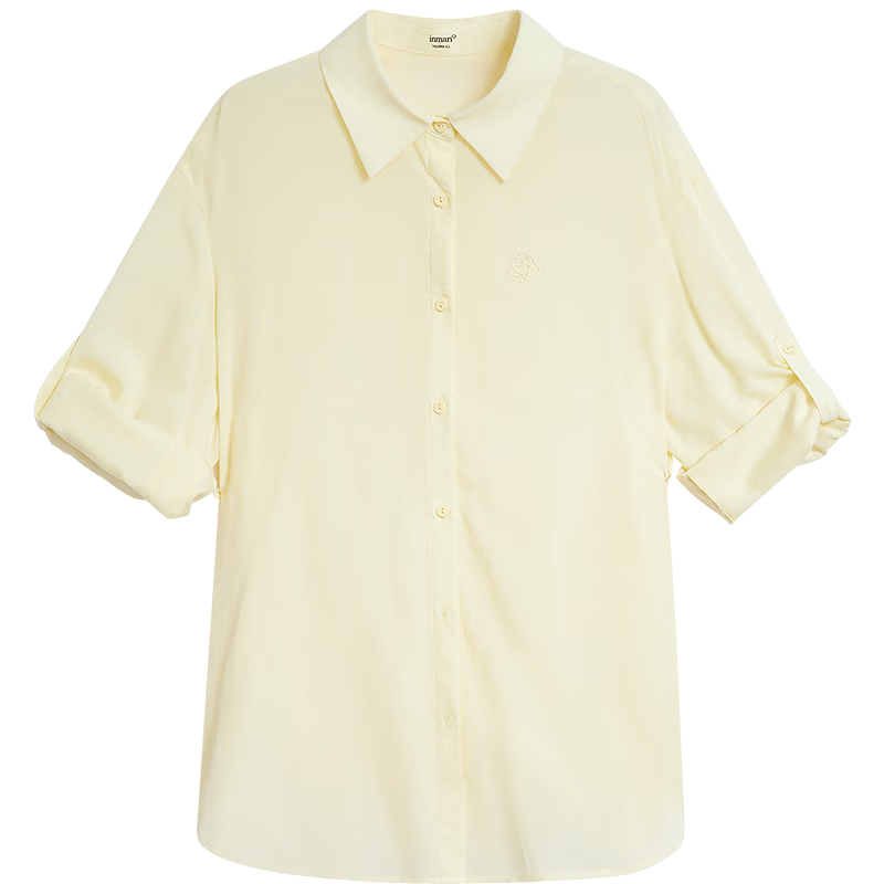 INMAN [Linen Tencel] Mint Shirt Commuter Short Sleeve Shirt 2026 Summer Top Breathable Yellow - 18627629 M