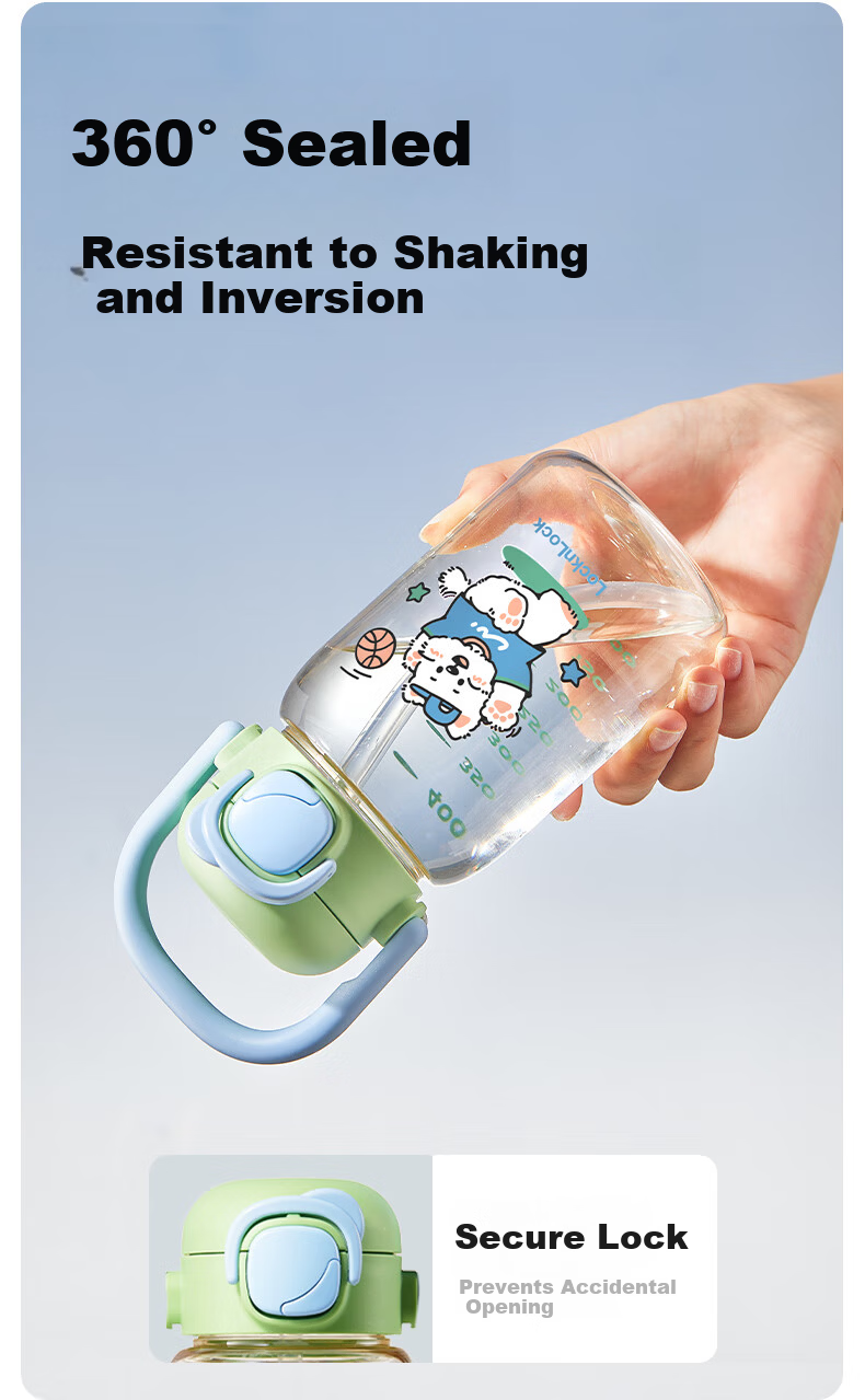 Lock&Lock Straw Cup Children's Water Bottle 3-6 Years Old Direct Drinking Cup Kindergarten Baby Drinking Cup PPSU Portable Outdoor Water Bottle 9