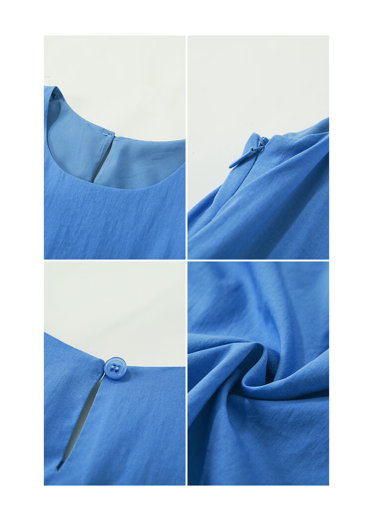 MT Light Oxygen Variations Summer Urban Elegant Round Neck Pleated Splicing Straight Sleeveless Long Dress for Women 19