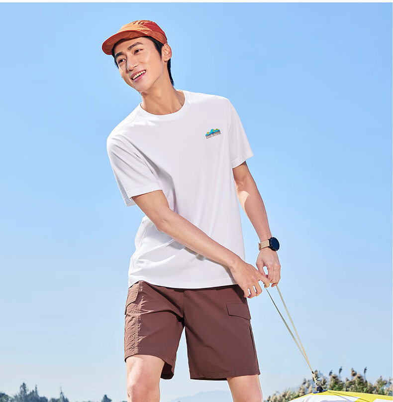 Erke Men's Crew Neck Short Sleeve Knit Shirt Summer Outdoor Antibacterial Sports T-Shirt Casual Loose Base Layer Top 13