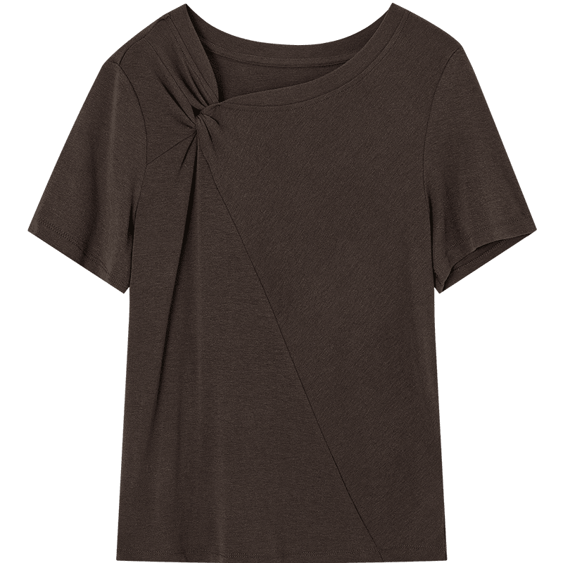 Demana [With Wool and Lyocell] Summer Stylish Twist Slim Fit High Elasticity Short Sleeve Slimming T-Shirt for Women Premium Quality