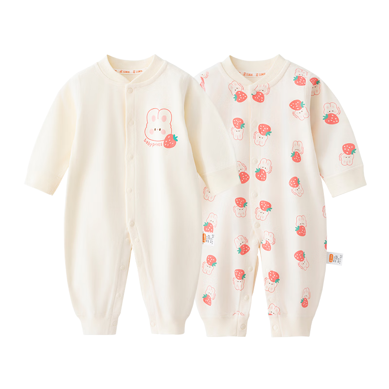 Babyprints Baby Rompers 2-Pack Unisex Cotton Long Sleeve Soft All-Season Bodysuits Rabbit 59