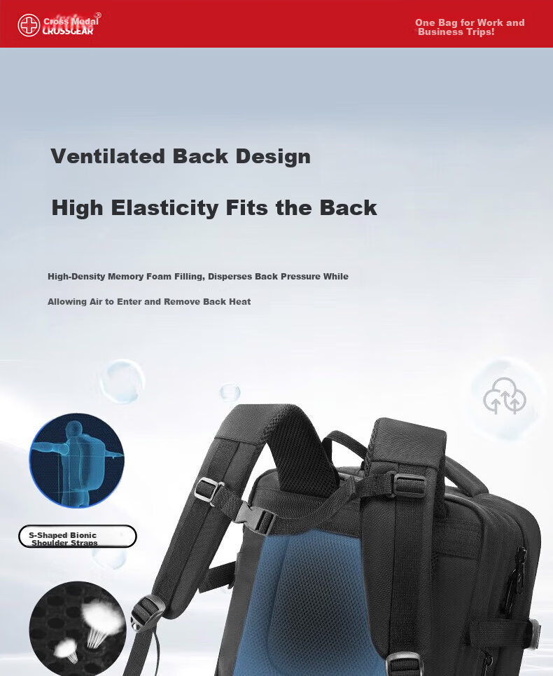 CROSSGEAR Swiss Army Knife Men's 17.3-inch Laptop Backpack Large Capacity Business Travel Bag 6