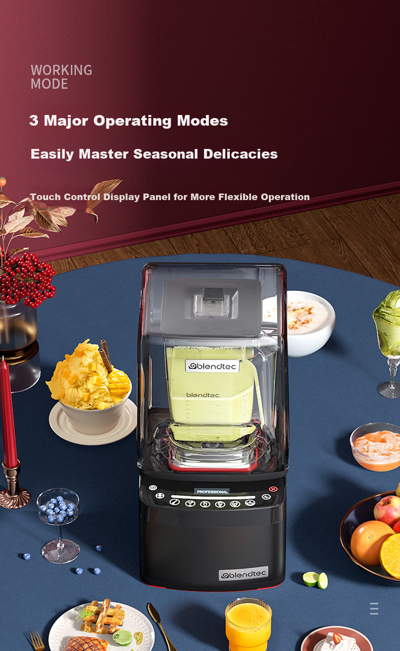 Blendtec Brand American Imported Blender Household Food Processor Low Noise Physical Heating 1800W Touch Control 800 Black 7