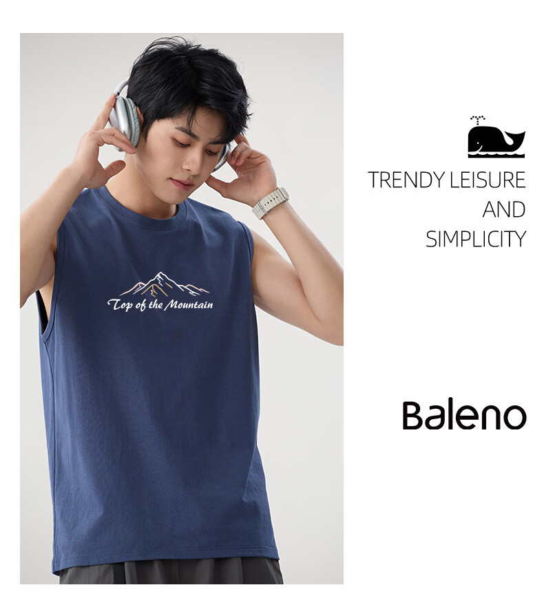 Baleno American Style Sleeveless Vest Men 2026 Summer Heavyweight Cotton Men's Fitness Sports Tank Top Youth Plus Size Sweatshirt 17