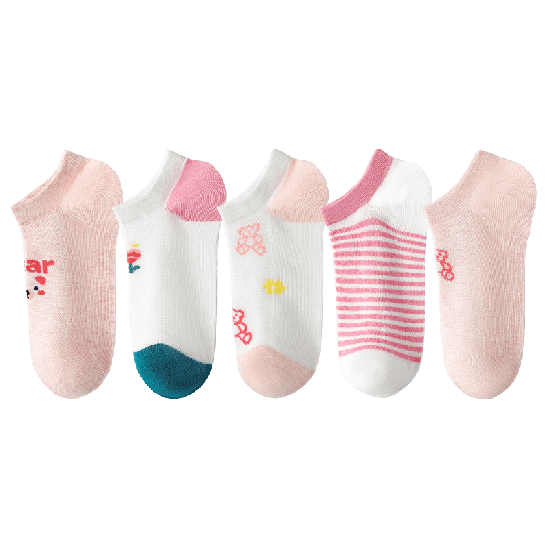 LangSha Children's Socks, Girls' Summer Thin Breathable Cotton Socks, Big Kids And Toddlers' Mesh Socks, Invisible Short Socks for Spring And Summer
