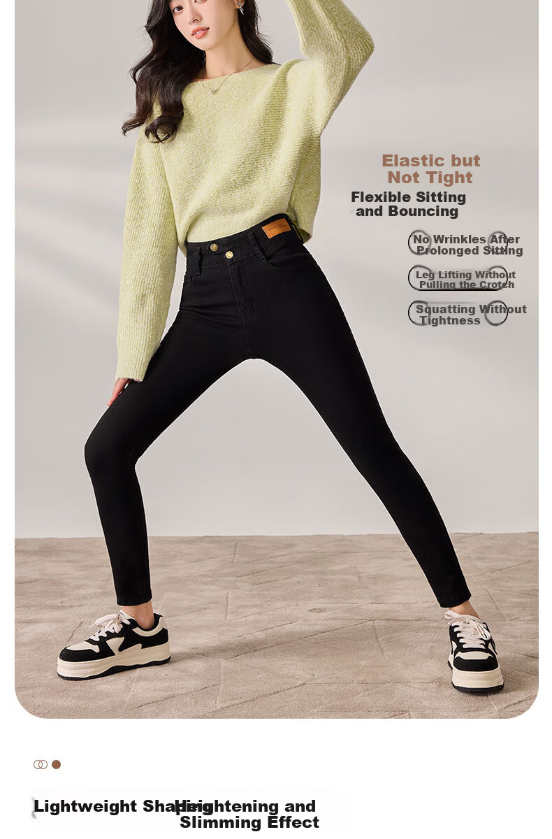 Langsha Women's Jeans Spring Autumn 2025 Slim Fit High Waist Stretchy Pencil Pants Slimming Skinny Trousers 8