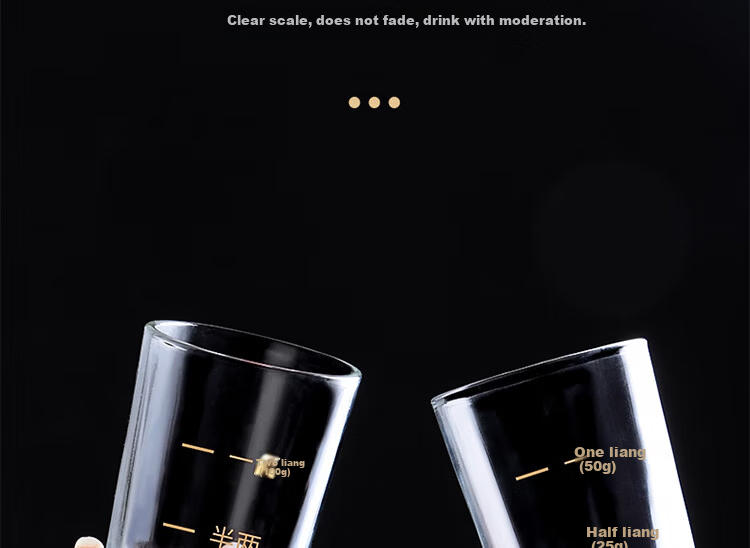 Baijie White Wine Cup Decanter with Gold Inlay and Scale, Strong Liquor Glass, 1 Liang Baijiu Cup, Set of 2 5
