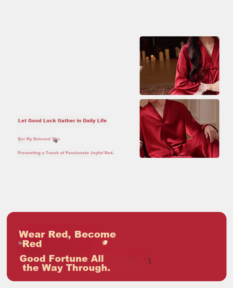Caramella Women's New Chinese Style Spring Autumn Red Bridal Wedding Men's Couple Pajama Set 2