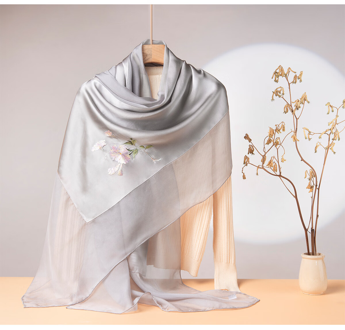 Zhijinlou 100% Mulberry Silk Scarf Non-Heritage Handmade Su Embroidery Genuine Silk Long Hangzhou Silk Shawl Birthday Gift 18