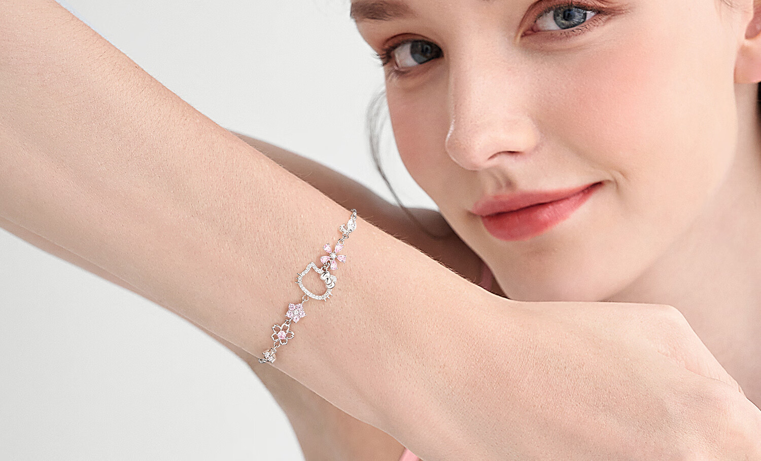 ChaoSeHui Hello Kitty Peach Blossom Fate Girls Children's Bracelet Birthday Gift for Girls Friendship Bracelet 6106 8