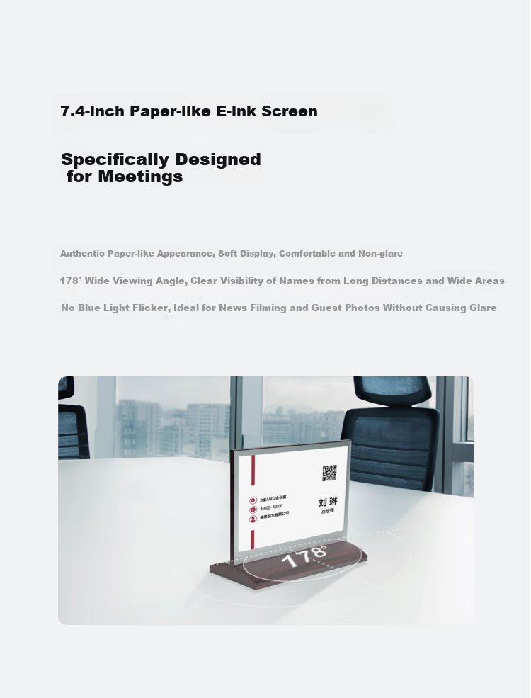 MAXHUB Electronic Meeting Nameplate Smart Seat Card Ink Screen Electronic Water Sign Paperless Office T-Type EC07B Single Pack 6