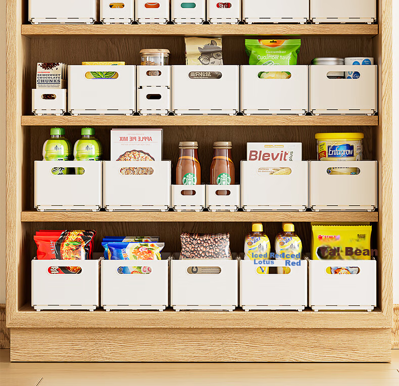 DOCOXO Retractable Storage Box Cabinet Drawer Desktop Snack Miscellaneous Kitchen Organizer Cream White Small Size 12