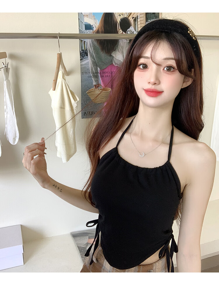 Modal Halter Neck Camisole Women's Simple Fashion Backless Bra Slim Fit Top with Chest Pad 7