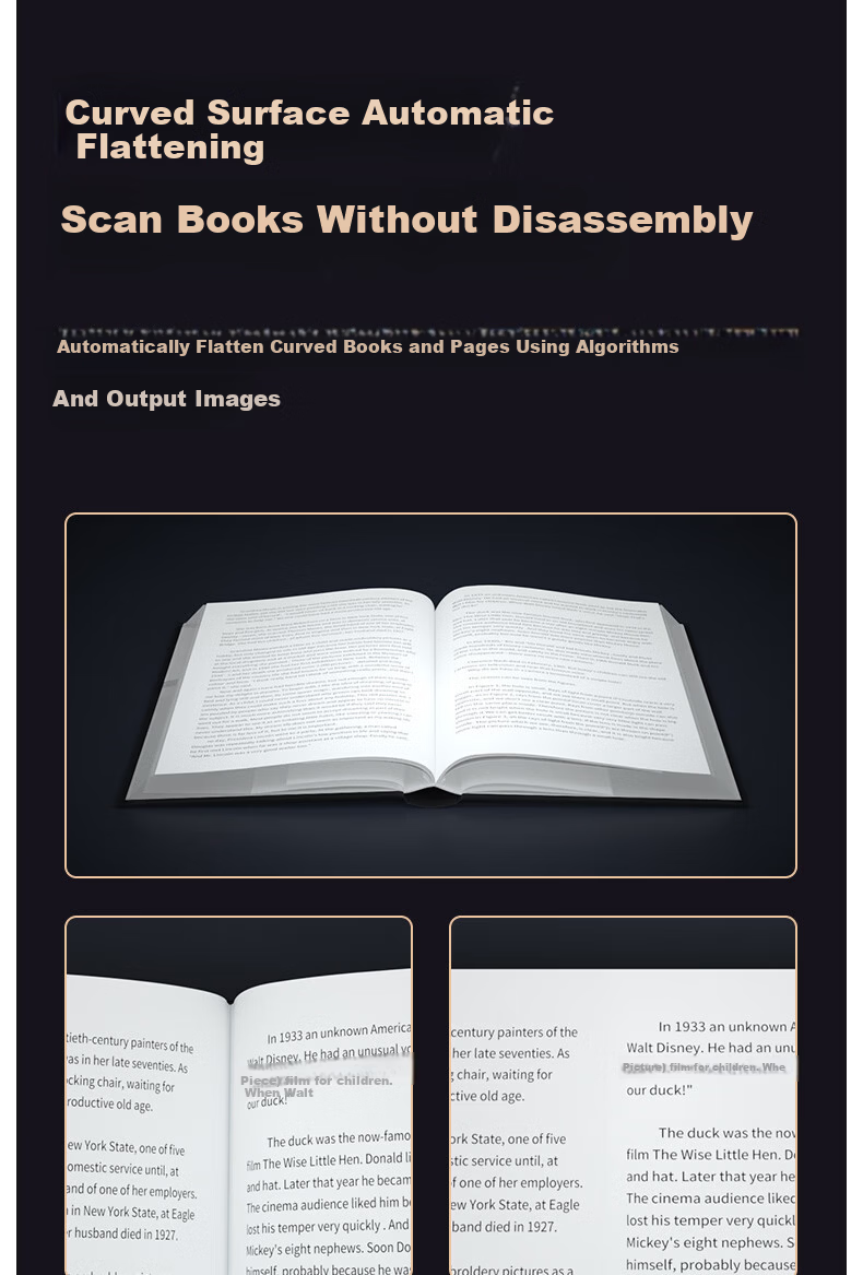 Deli Scanner High-Speed Camera, Book Scanner with 26 Million Pixels, Automatic Continuous Scanning, AI-Enhanced OCR Text Recognition, Curved Book Flattening, Laser Focusing, GK668 11