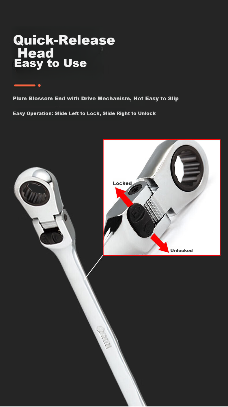 SATA Polished Swivel Ratchet Wrench 13MM 46404 2