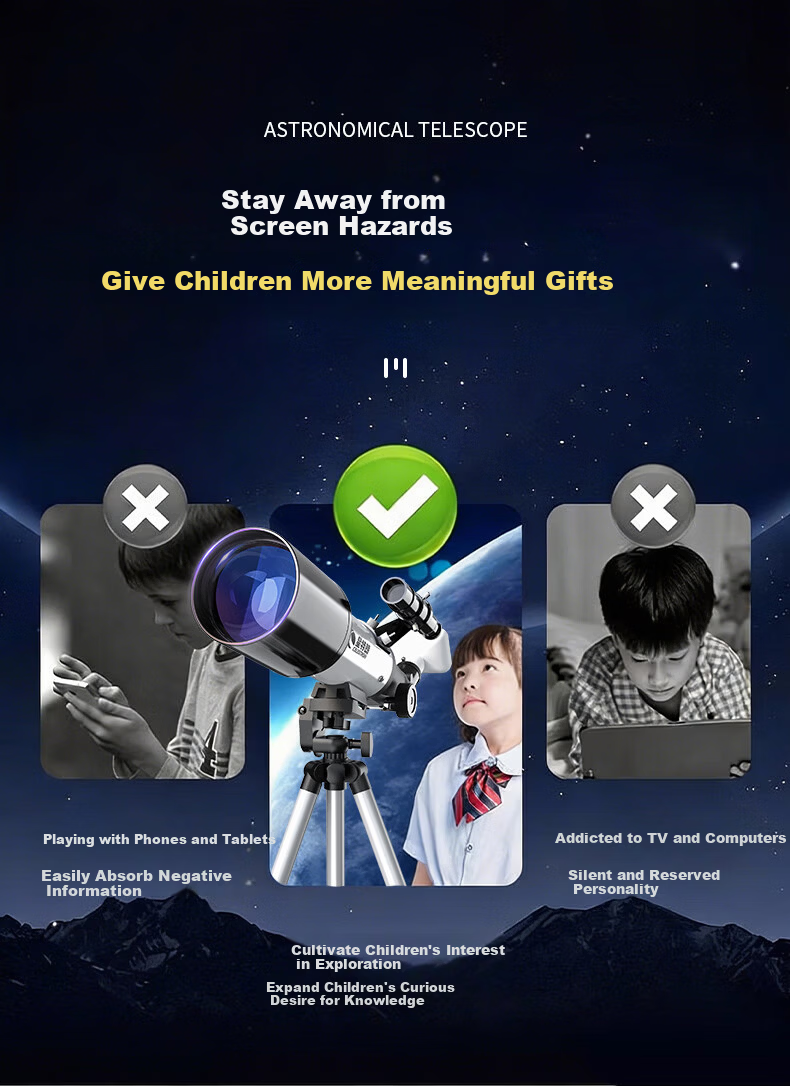 Xingtelang 70400L Professional Moon Viewing High Magnification Children's Entry-Level Home Astronomical Telescope, Educational Science Birthday Gift 3