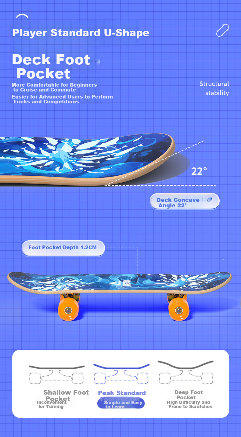 Peak Kids Skateboard Double Kick 6-12 Years Beginner Street Board Youth Four-Wheel Professional Pink 2
