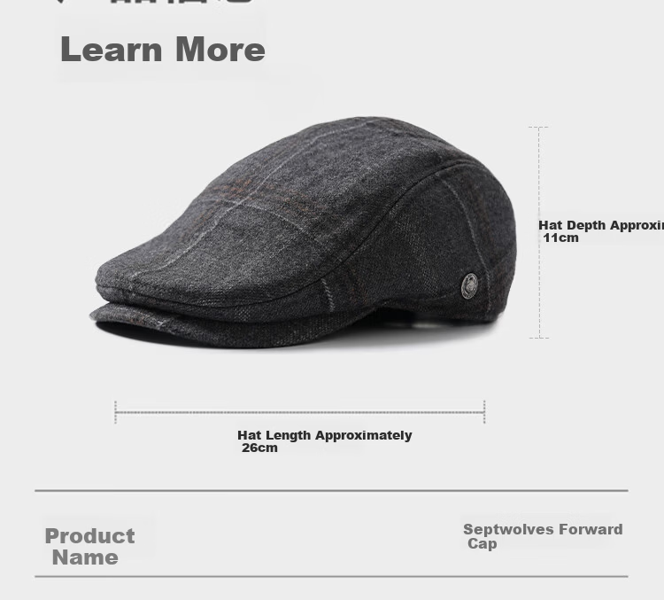 SEPTWOLVES Men's Winter Wool Blend Warm Duckbill Beret Hat with Fleece Lining Thickened Cold Protection Gift for Dad and Grandpa 7