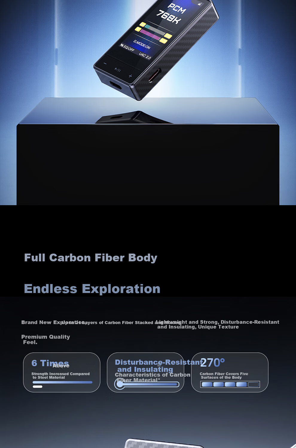 FiiO QX13 Portable HiFi Android Apple DSD Hardware Decoding Mobile Tablet Headphone Amplifier Sound Card Black (Carbon Fiber Edition) 3