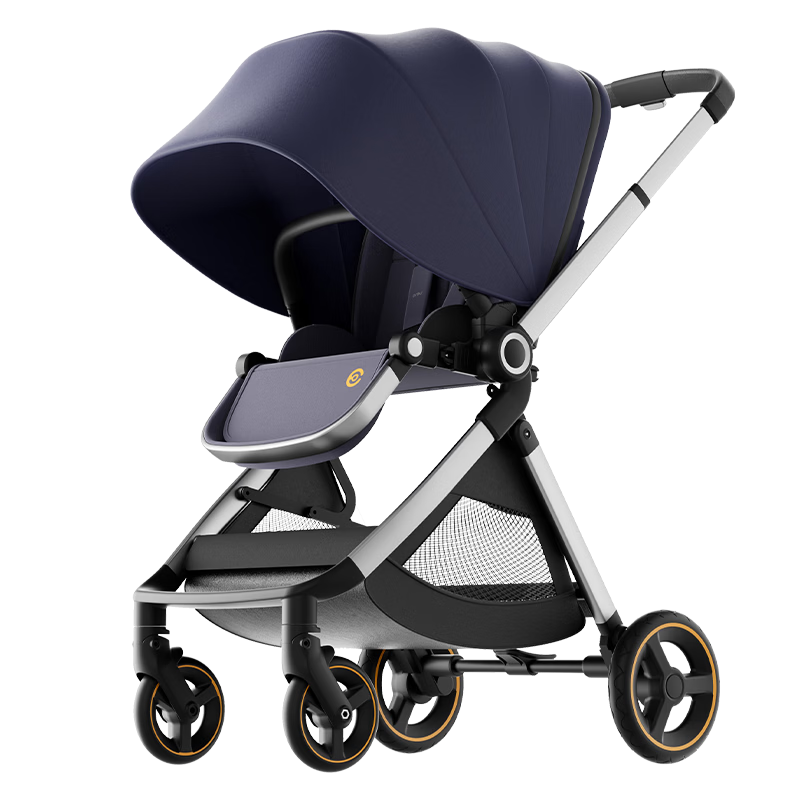 Elittile Stroller for Babies 0-3 Years Old, Foldable, Can Sit Or Lie Down, Shock-Absorbing, High Landscape View, Perfect for Taking Babies Out, European Version in Indigo Blue