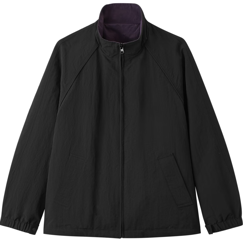 Gxgjeans Men's Reversible Casual Loose Stand Collar Jacket Spring 2026 New Black 3XL (190)