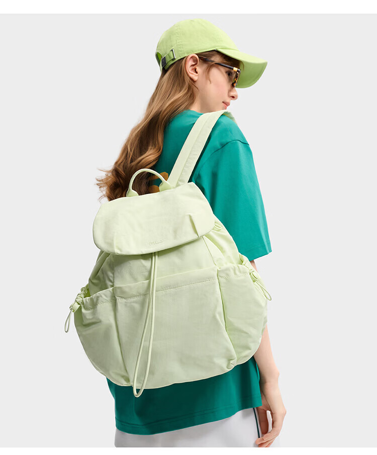 FILA Han So-hee Style Official Women's Summer Macaron Multi-Pocket Backpack School Bag Casual Bag 26