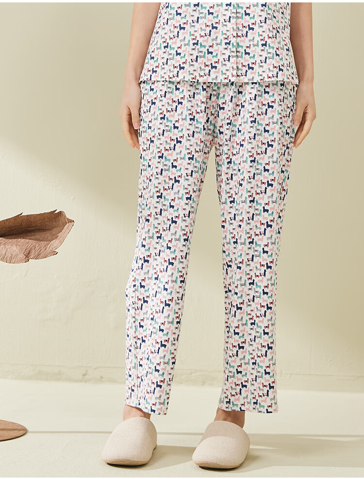 CHERISH LIFE Women's Sleep Pants A-Class Breathable Cotton Printed Casual Simple Home Long Pants 13
