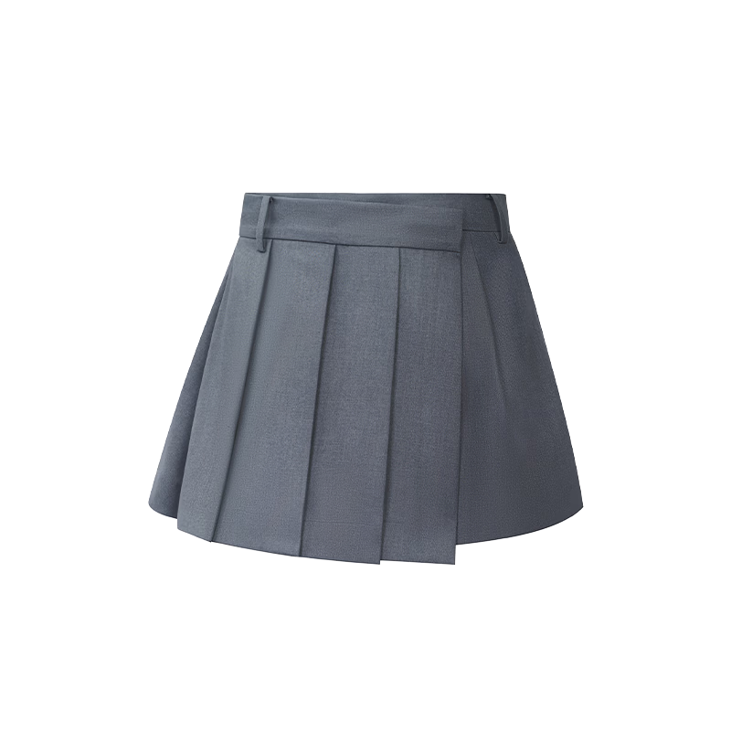 ANN ANDELMAN Irregular Pleated Blazer Skirt Short Pleated A-Line Skirt Gray S (Zhao Jinmai Style)