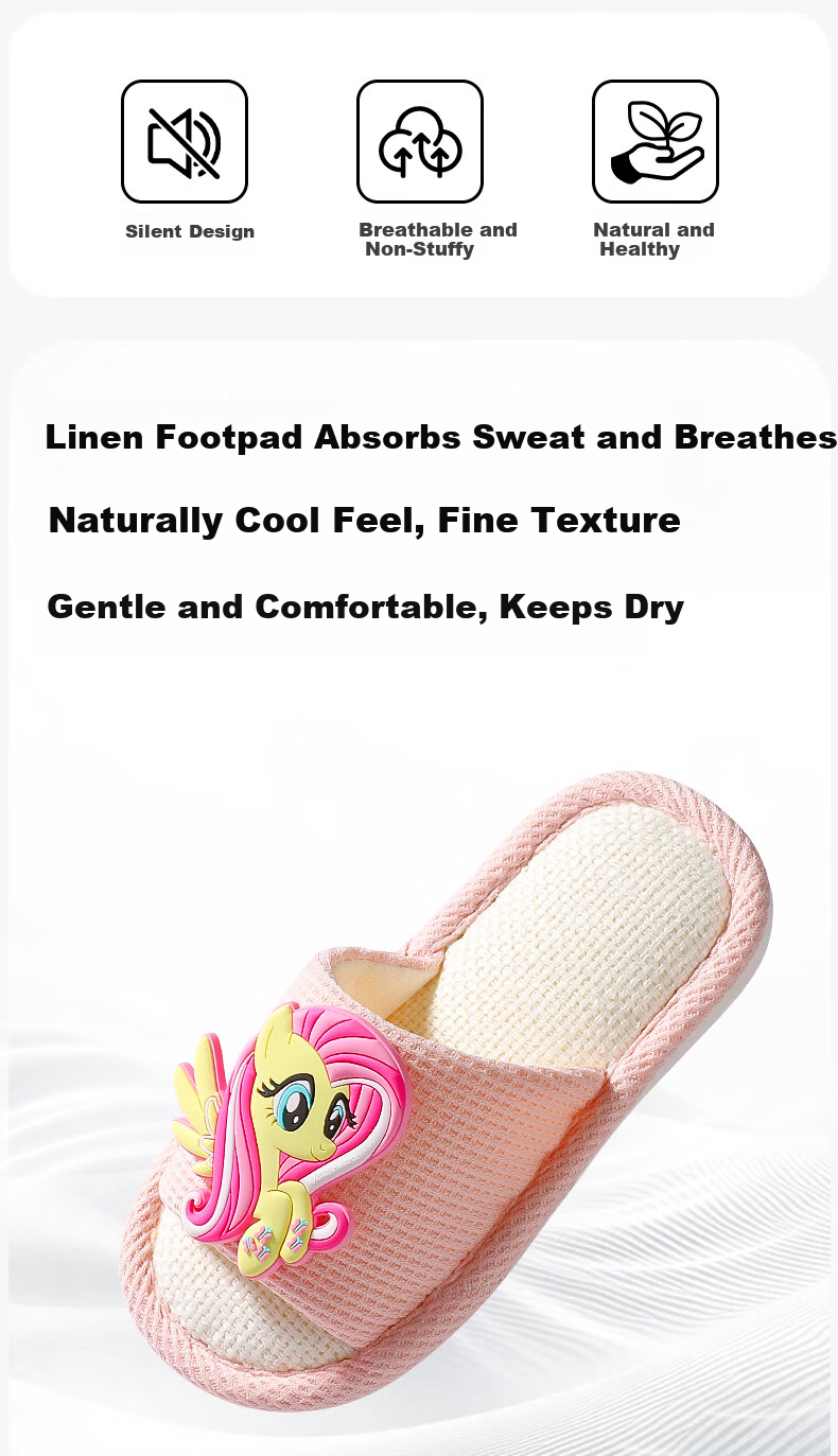 My Little Pony Kids Slippers Boys and Girls Linen Indoor Non-Slip Breathable Spring Summer Purple Size 220 2