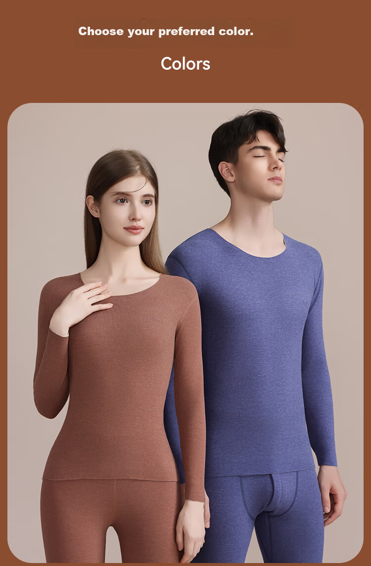 MiiOW [Goose Down, Cashmere, Silk] Men's Thermal Underwear Set, Fleece-Lined, Thickened, German Velvet Heat Retention Autumn Shirt and Pants 19