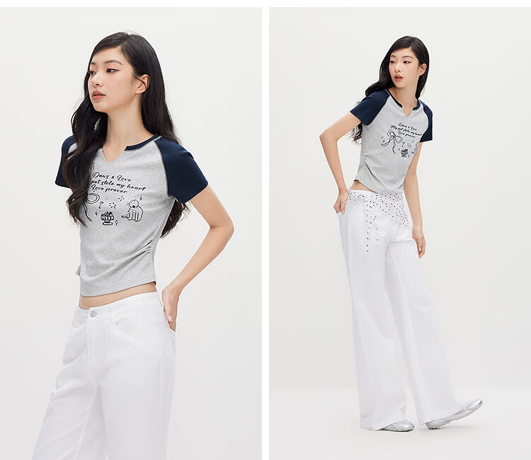 Semir Cooling Short Sleeve T-Shirt Women Summer Crop Printed Slim Raglan Sleeve 2026 Slim Fit Clothing 109326100016 3