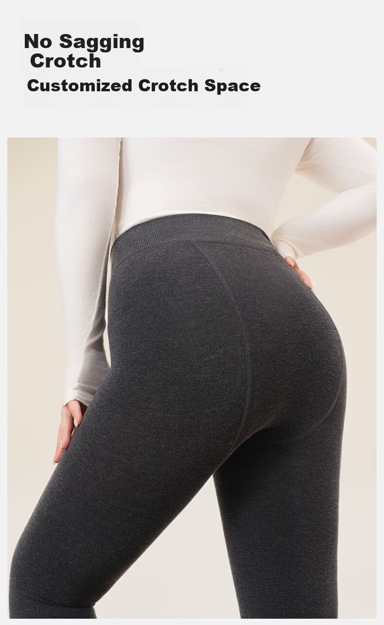 Guniangjia Women's Black Thermal Leggings Autumn Winter Slim Fit Anti-Snag High Waist Fleece-Lined Plus Size Outerwear Tights 9