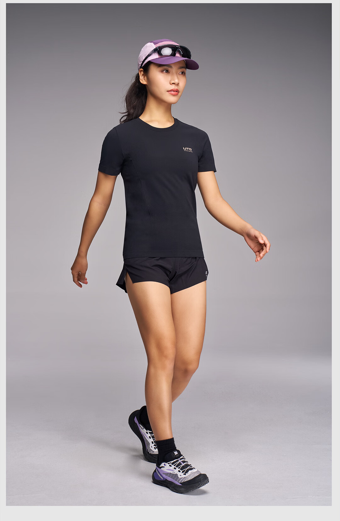 UTO Cotton-Feel Quick-Dry Short Sleeve Sports T-Shirt for Men and Women, Daily Commute Running Quick-Dry Shirt, Classic Black (Men's) M 22