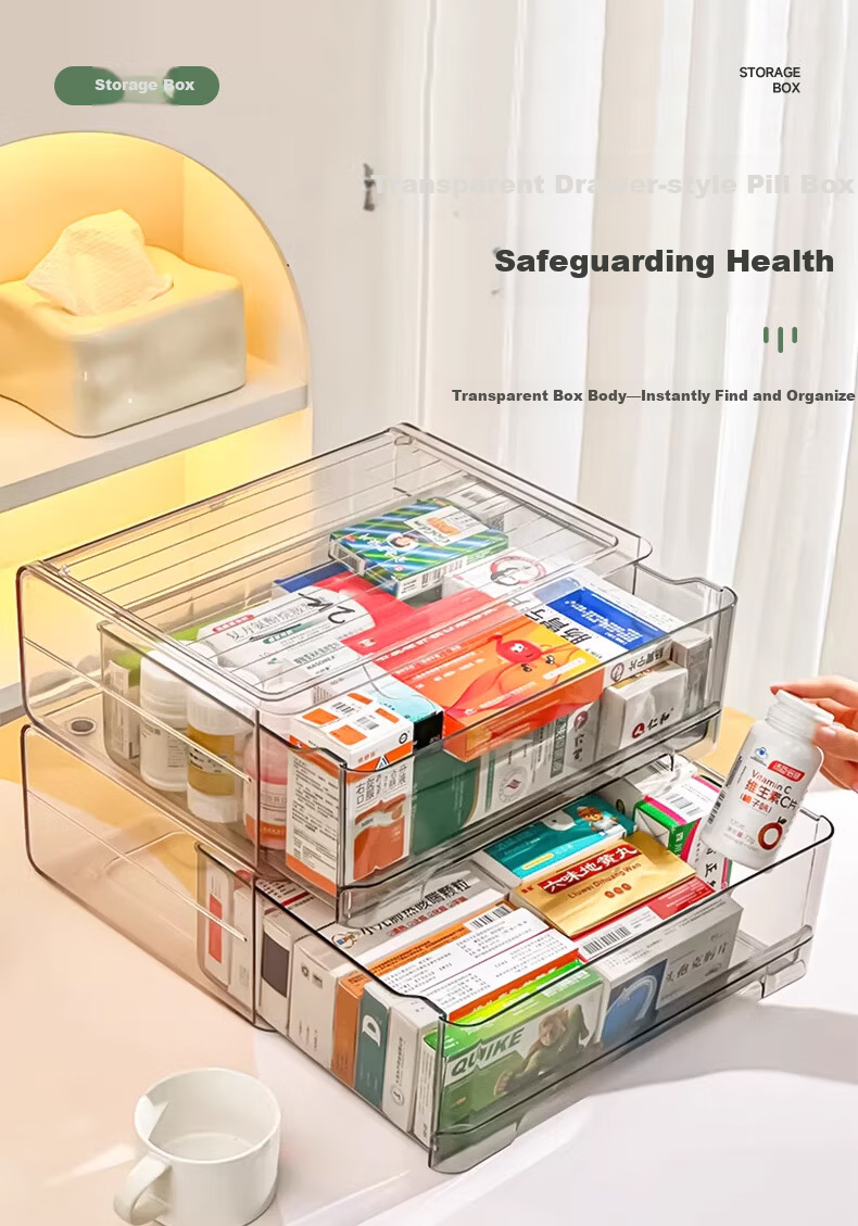 Kousu Medicine Storage Box Desktop Medicine Chest Drawer Storage Cabinet Large Capacity Medical Box Large Household Size 1