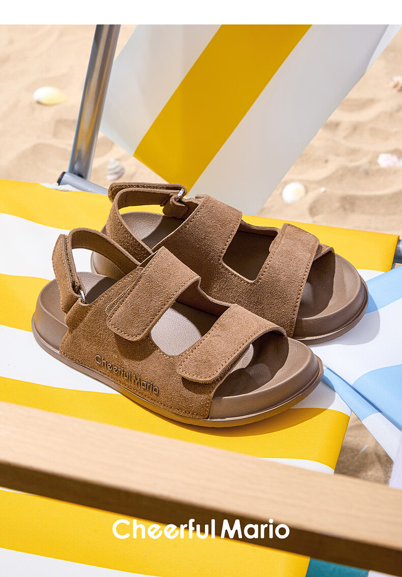 Cheerful Mario 2026 Summer New Girls' Sandals Kids Boys Soft Sole Breathable Outdoor Children Big Kids Beach Shoes 21