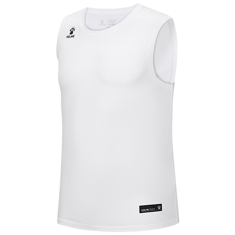 KELME Men's Sports Vest Summer New Basketball Training Sleeveless Quick-Dry T-Shirt Bright White 2XL