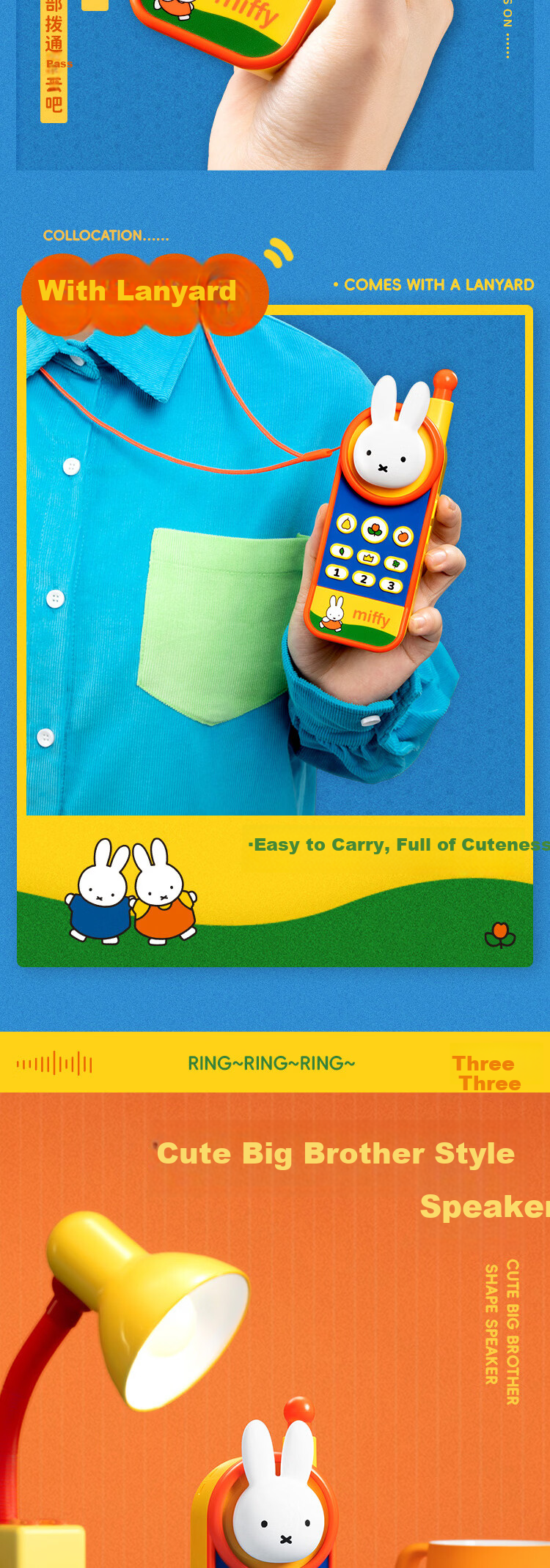 MARtube Miffy Big Brother Mobile Phone Speaker Bluetooth Wireless Portable High-Quality Collaborative Desktop Ornament Gift for Children Adults 18-Year-Old Girls Birthday Gift 3