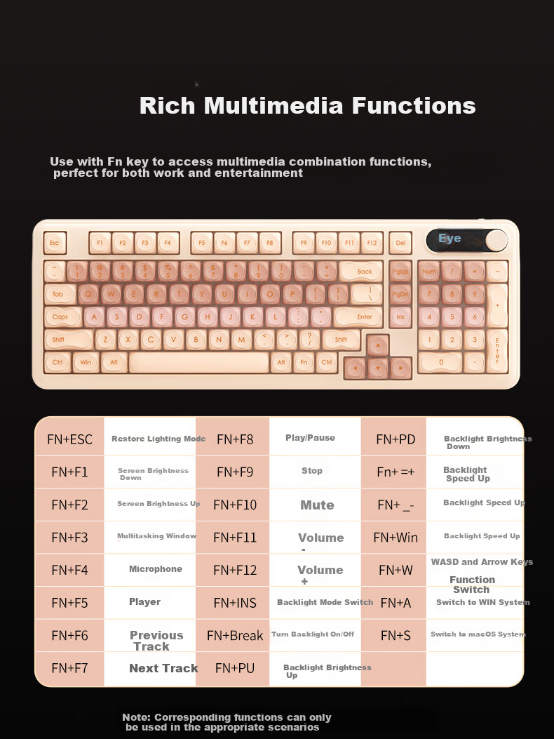 B.O.W Hangshi K960BDL Tri-Mode Wireless Bluetooth Keyboard for Women, Stylish Design Compatible with Huawei, Xiaomi Laptops, Tablets, Desktops And Smartphones, Universal 98-Key Layout, Milk Tea Pink Base Liquid 7