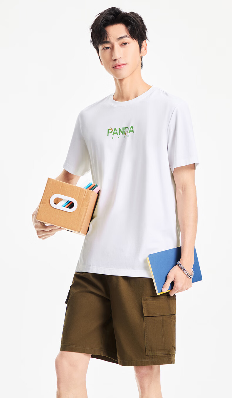 Erke Men's Round Neck Short Sleeve T-Shirt Summer Loose Fit Antibacterial Fashion Trendy Sports Base Layer Outdoor Casual Tee 8