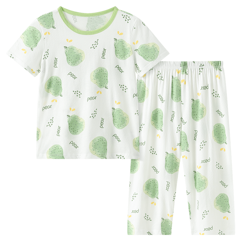 Hodo Children's Cotton Pajamas, Lightweight Summer Air Conditioning Wear, Short-Sleeve Set for Boys And Girls, Big Kids' Loungewear 3321 130