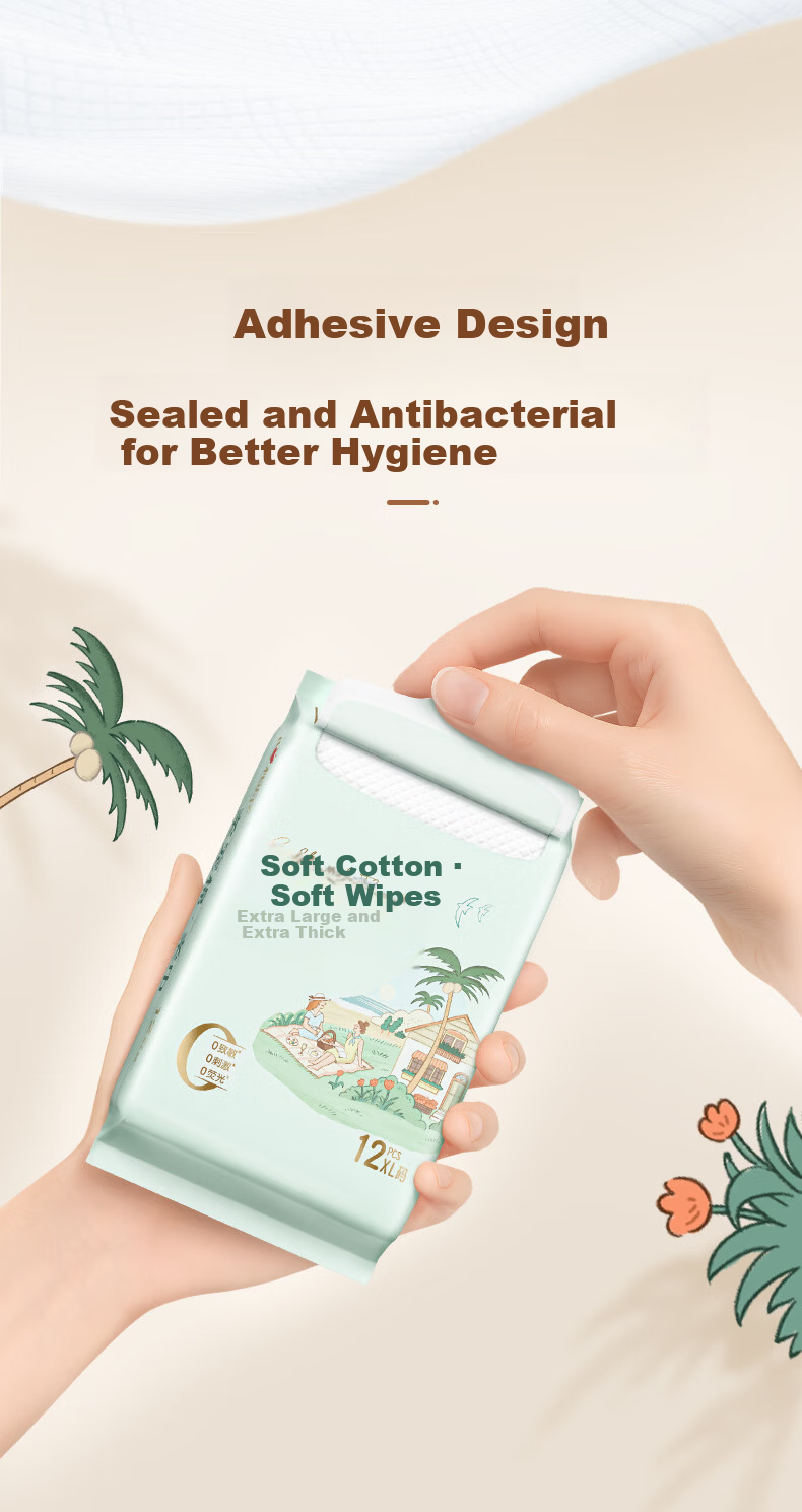Xinxiangyin Facial Wipes 12 Packs Disposable 90g High GSM Face Towels Portable Travel Dual-Use Wet and Dry 4