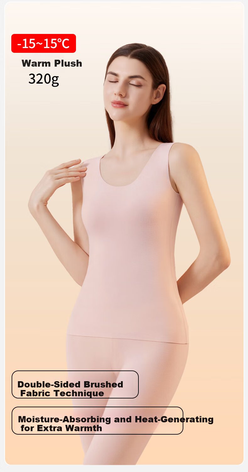 GUJIN Seamless Thermal Vest Women's Base Layer Camisole Polyester-Free Autumn Winter Antibacterial Close-Fitting Warmth 2
