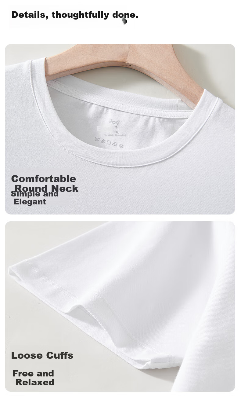 Miiow [Antibacterial Cooling] Men's Short Sleeve T-Shirt 40s Combed Cotton Basic Spring Summer White 2XL 14