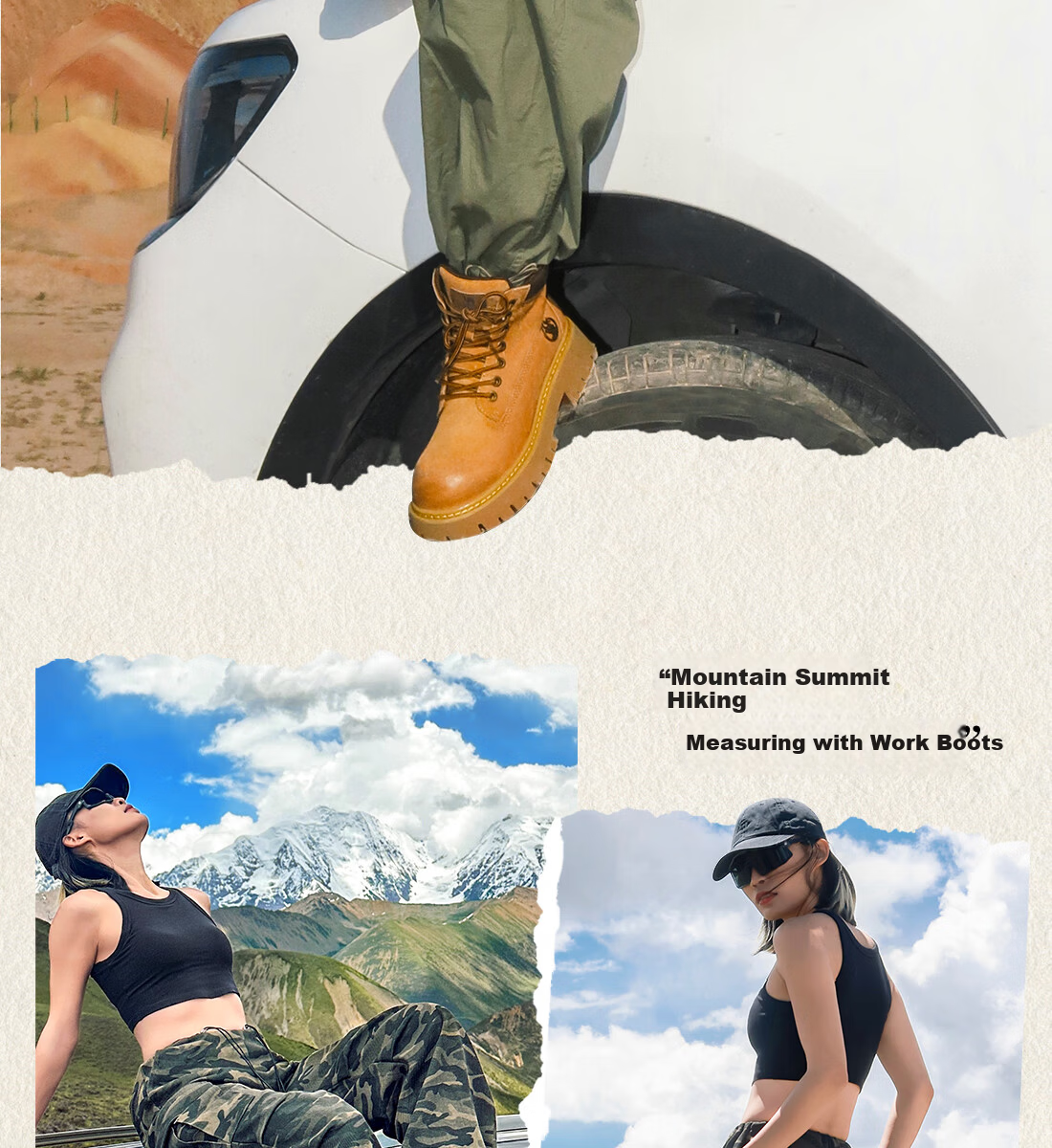 CAMEL [Shanyue] Women's Work Boots Trendy Thick-Soled Martin Boots L25W076018R Earth Yellow (Suede Lining) Size 37 9
