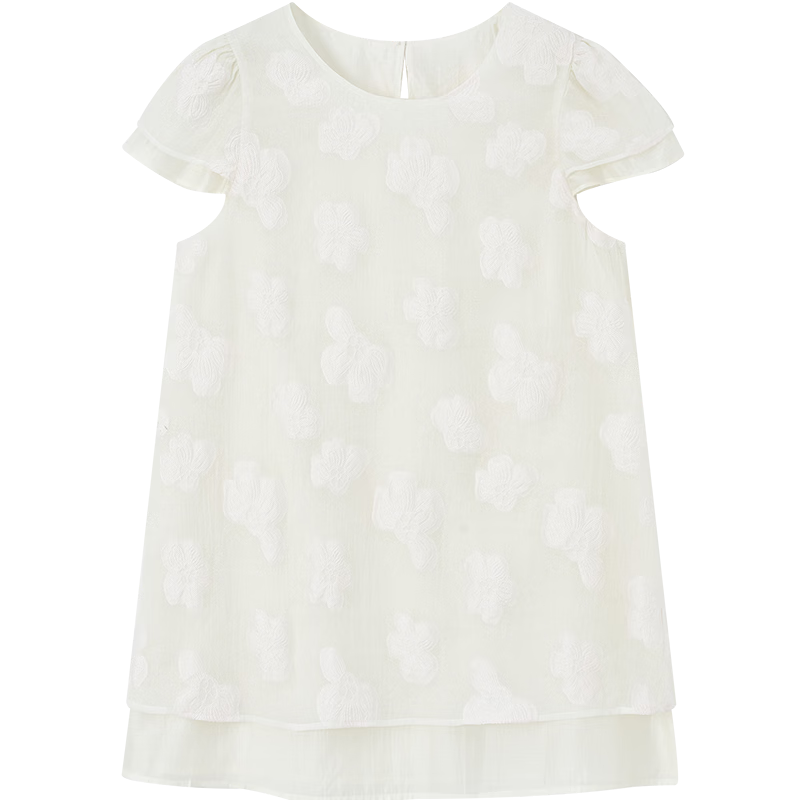 Demana [Lyocell] Summer Elegant Urban Style Round Neck Embroidered Cap Sleeve Patchwork Loose Slim Shirt for Women Premium Feel