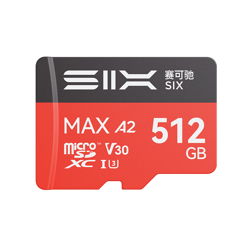SIX 512GB TF (MicroSD) Memory Card U3 V30 A2 4K Read Speed 190MB/s Compatible with Pocket4/Drone/Action Camera