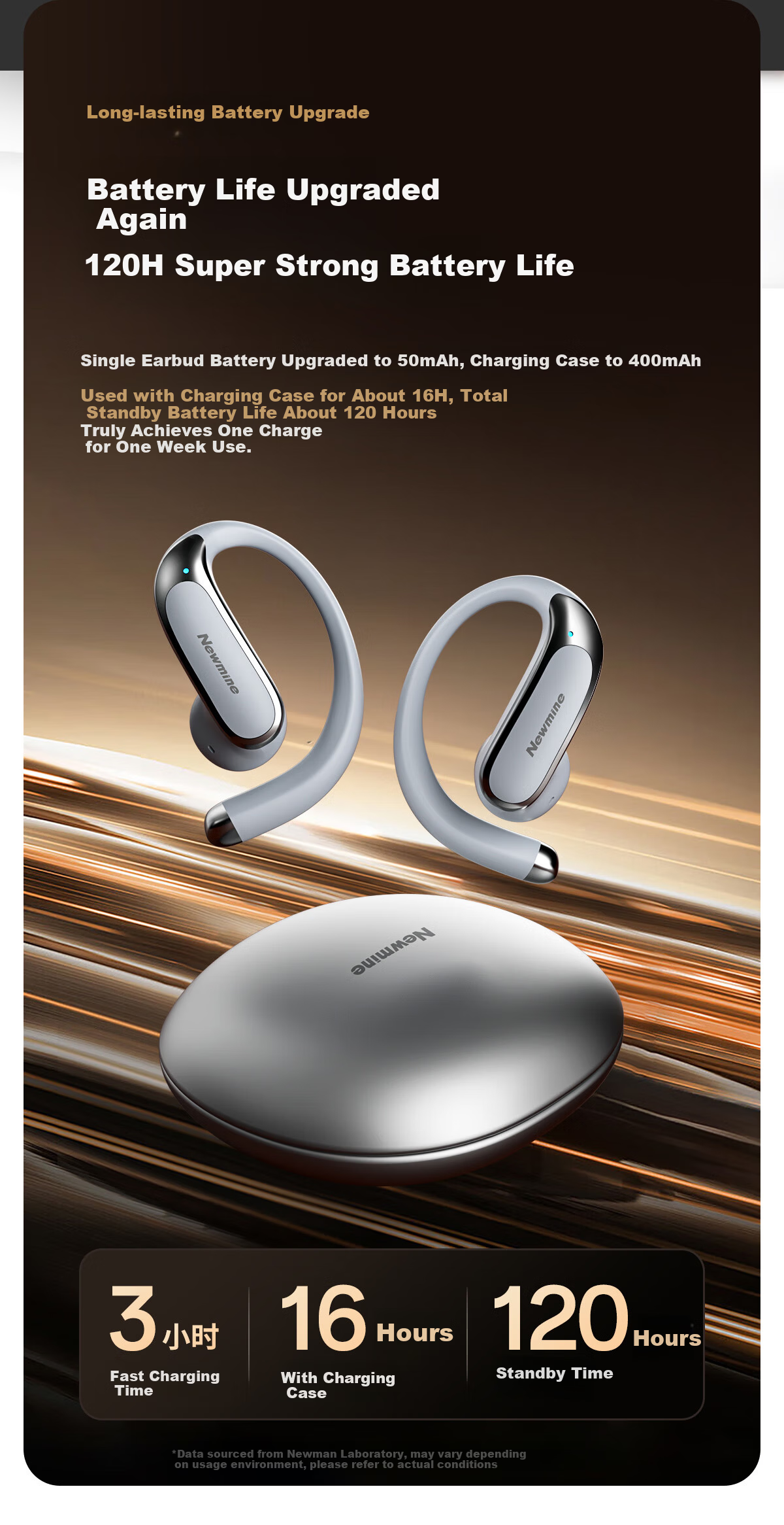 Newmine LY65 Bluetooth Earphones Upgraded Bone Conduction Open-Ear Wireless Sports Headset Noise Cancelling Long Battery Life Pearl White 5